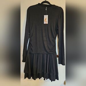 Black Long Sleeve Mini Dress